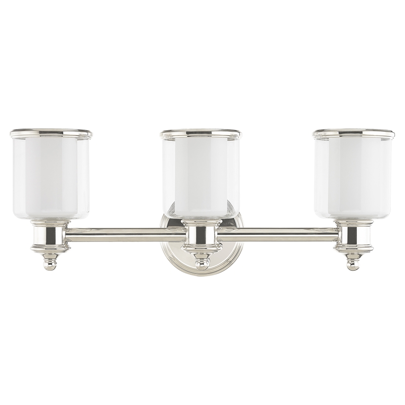 Bowery Hill 3-Light Metal & Glass Bath Light in Polished Nickel