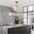 Bowery Hill 3-Light Metal & Fabric Linear Chandelier in English Bronze