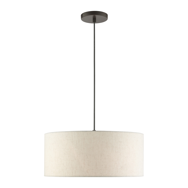 Bowery Hill 3-Light Modern Metal Drum Pendant in English Bronze