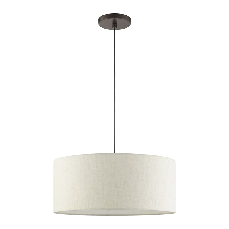 Bowery Hill 3-Light Modern Metal Drum Pendant in English Bronze