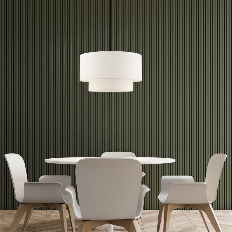 Bowery Hill 3-Light Modern Metal & Fabric Pendant in English Bronze