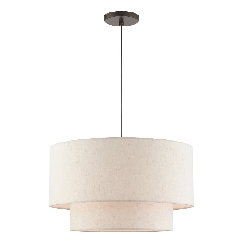 Bowery Hill 3-Light Modern Metal & Fabric Pendant in English Bronze