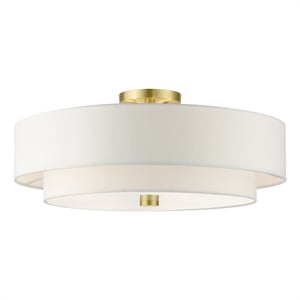 Bowery Hill 9.5&quot 5-Light Metal & Fabric Semi Flush in Satin Brass