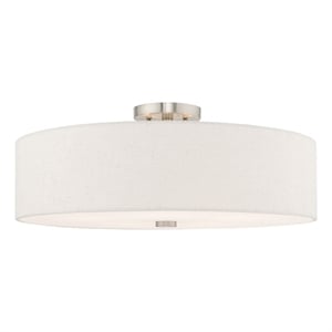 Bowery Hill 9&quot 5-Light Metal/Fabric Ceiling Mount in Brushed Nickel