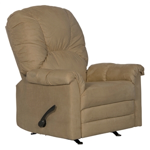 Bowery Hill Rocker Recliner in Linen Beige Polyester Microfiber Fabric