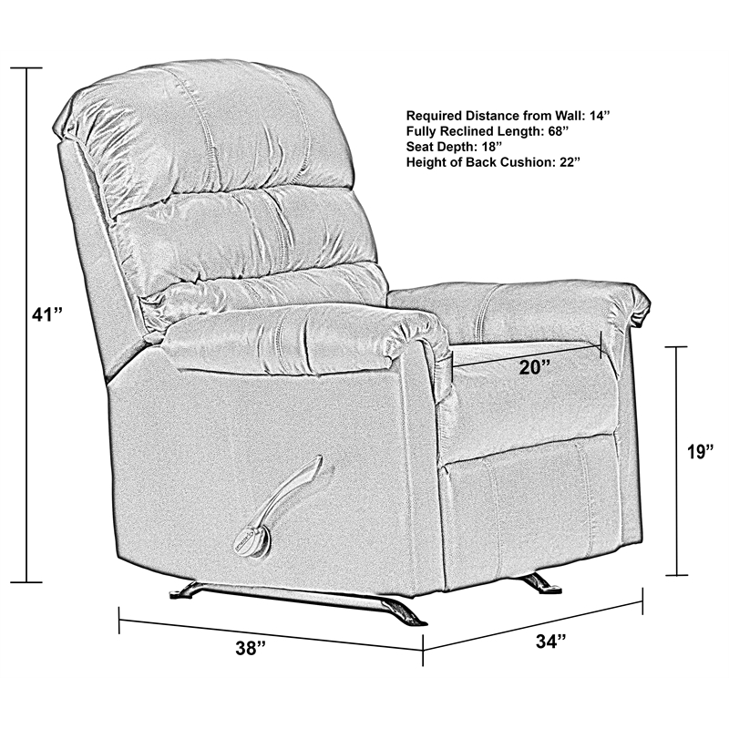Bowery Hill Rocker Recliner in Chocolate Brown Polyester Fabric