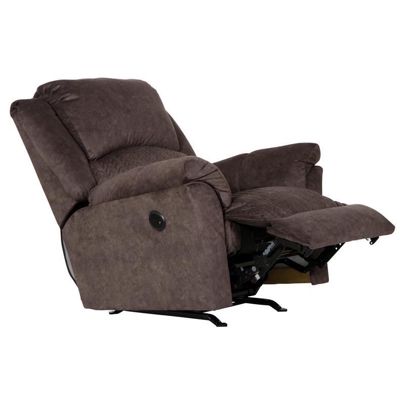 Bowery Hill Power Rocker Recliner in Chocolate Brown Polyester Fabric