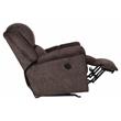 Bowery Hill Power Rocker Recliner in Chocolate Brown Polyester Fabric