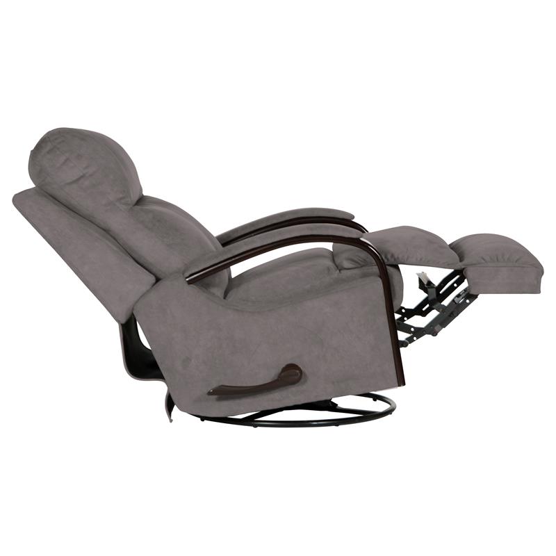 Bowery Hill Swivel Glider Recliner in Graphite Gray Polyester Fabric