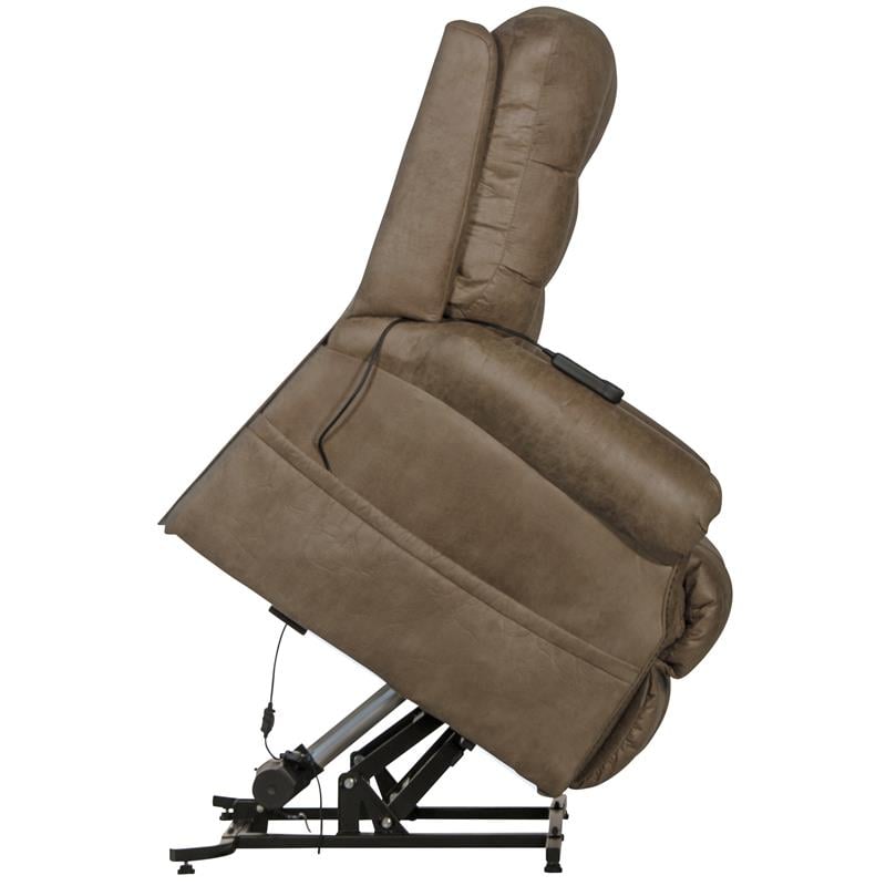 Bowery Hill Power Lift Recliner with Heat and Massage in Silt Brown Fabric