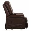 Bowery Hill Brown Leather Power Lift Lay Flat Recliner with Heat & Massage