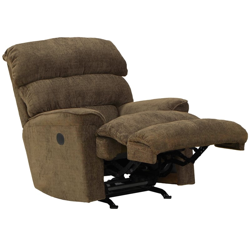 Bowery Hill Power Wall Hugger Recliner in Brown Polyester Fabric