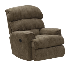 Bowery Hill Power Wall Hugger Recliner in Brown Polyester Fabric