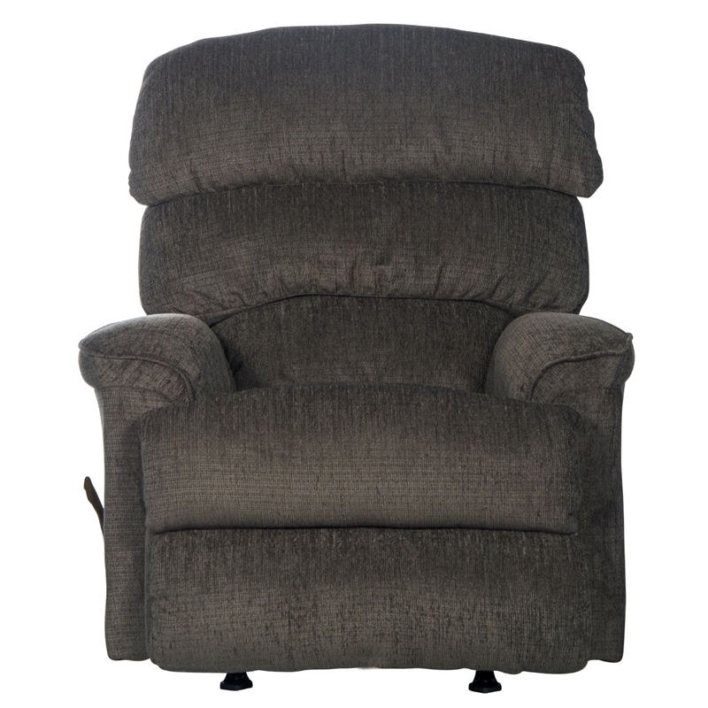 Bowery Hill Traditional Rocker Recliner in Gray Polyester Fabric