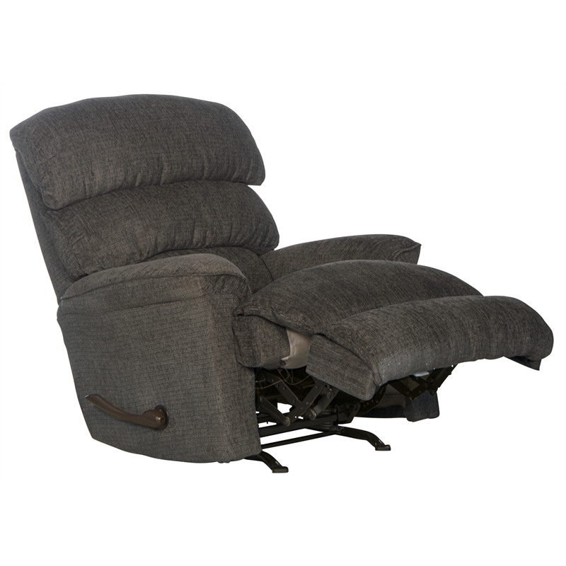 Bowery Hill Traditional Rocker Recliner in Gray Polyester Fabric