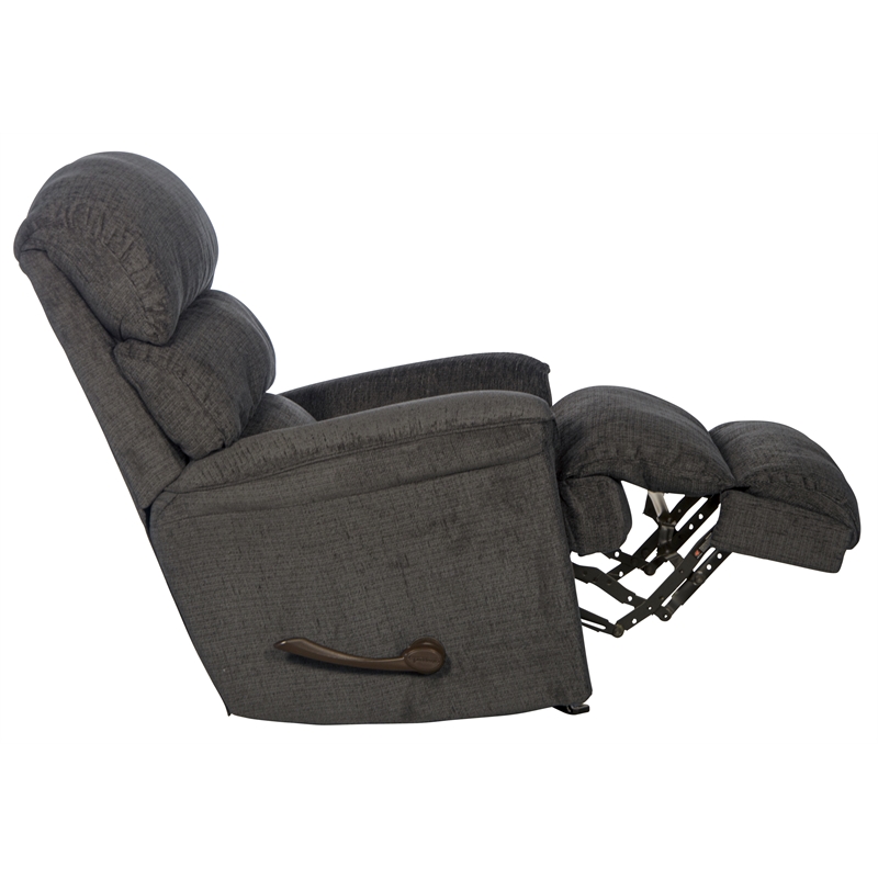 Bowery Hill Traditional Rocker Recliner in Gray Polyester Fabric