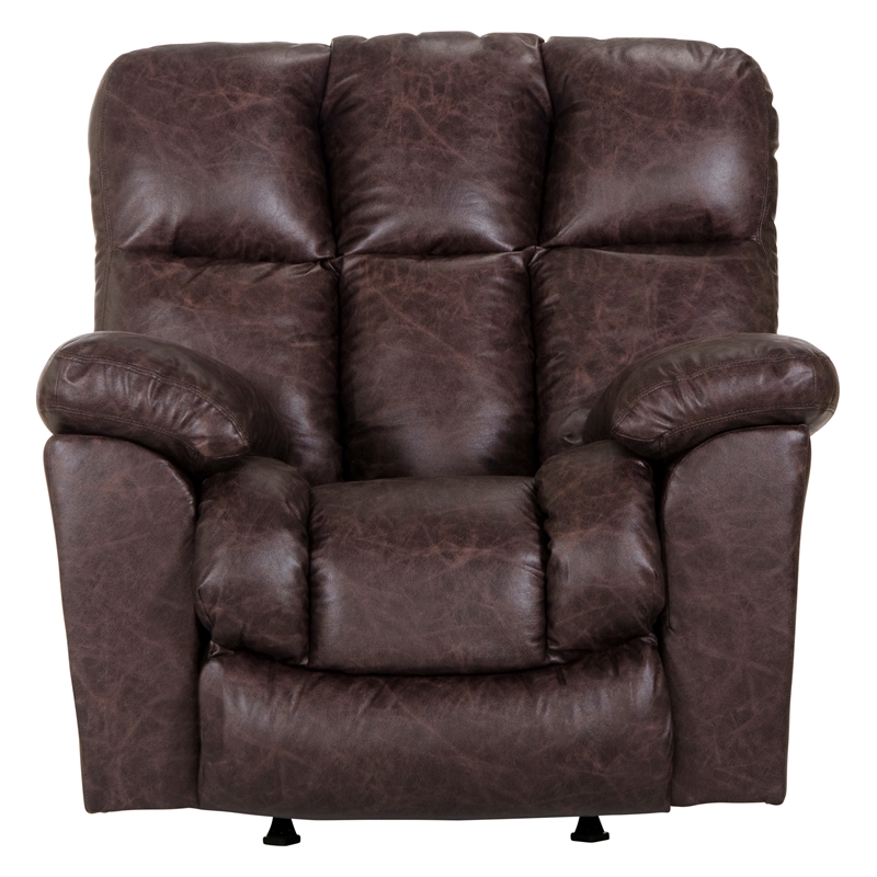 Bowery Hill Smooth Glider Recliner in Brown Polyester Fabric