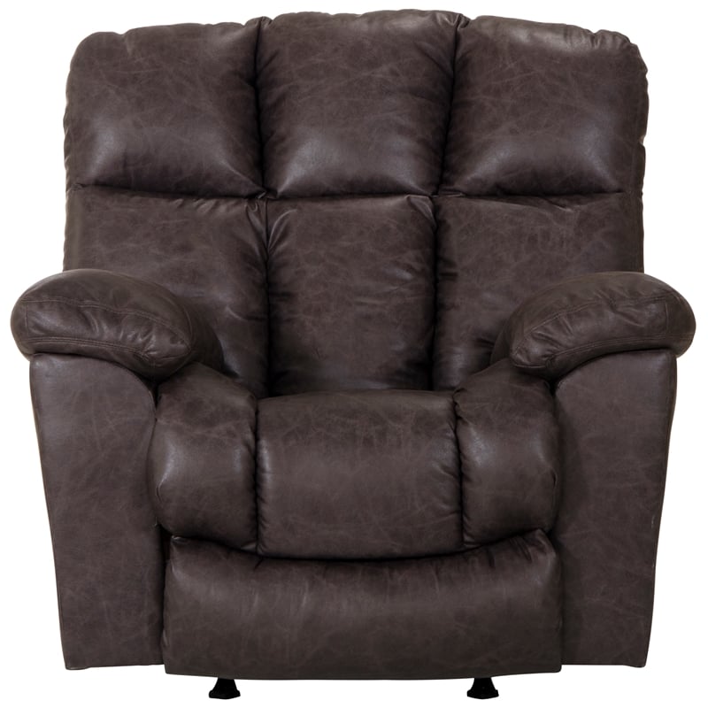Bowery Hill Full Chaise Glider Recliner in Gray Polyester Fabric