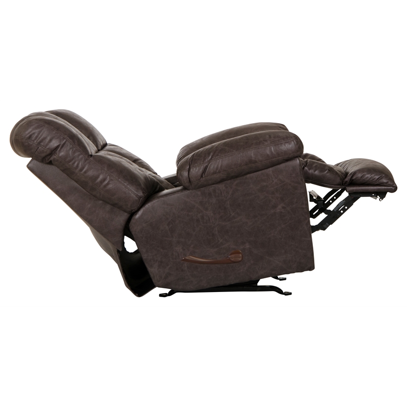 Bowery Hill Full Chaise Glider Recliner in Gray Polyester Fabric