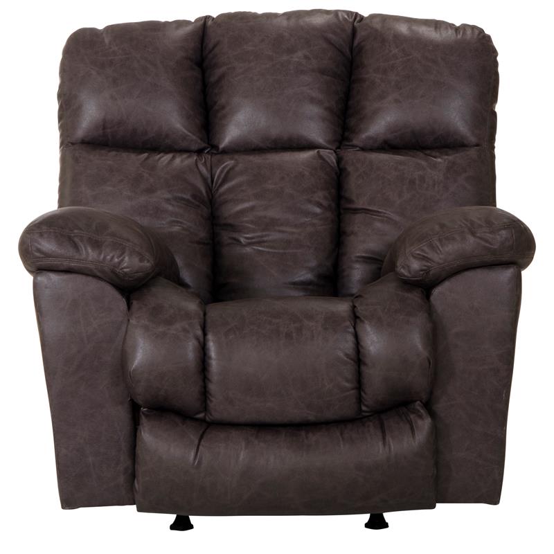 Bowery Hill Full Chaise Power Rocker Recliner in Gray Polyester Fabric