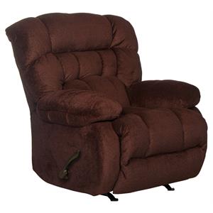 Bowery Hill Chaise Rocker Recliner in Cranberry Red Polyester Fabric