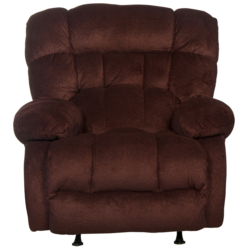 Bowery Hill Chaise Rocker Recliner in Cranberry Red Polyester Fabric