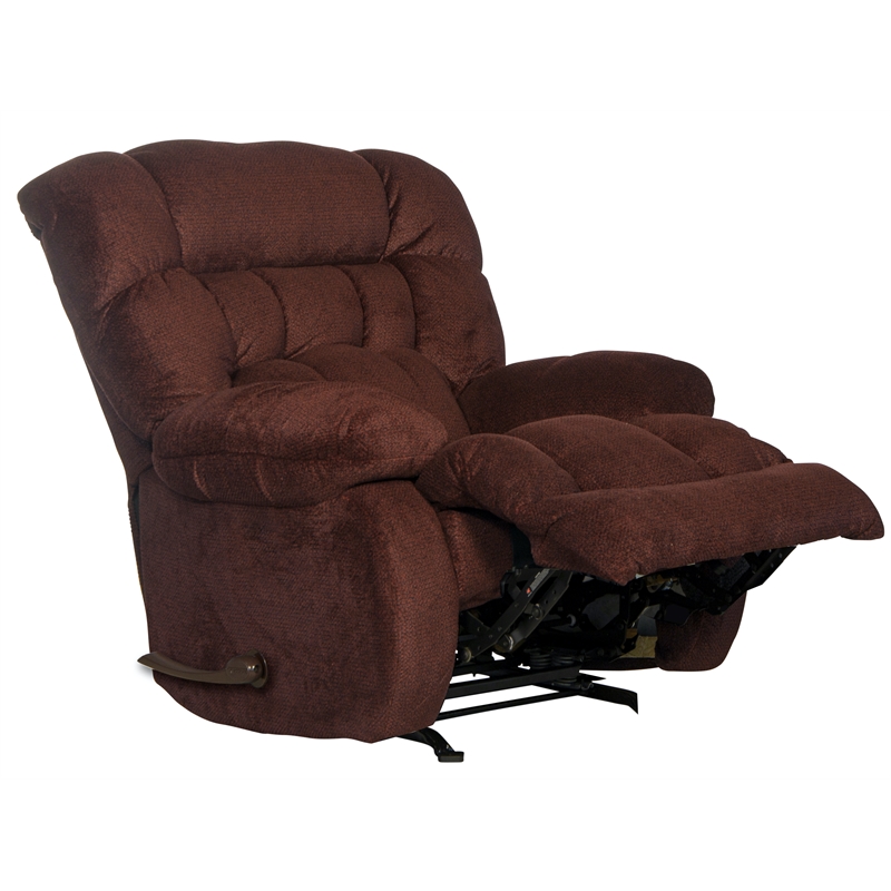 Bowery Hill Chaise Rocker Recliner in Cranberry Red Polyester Fabric