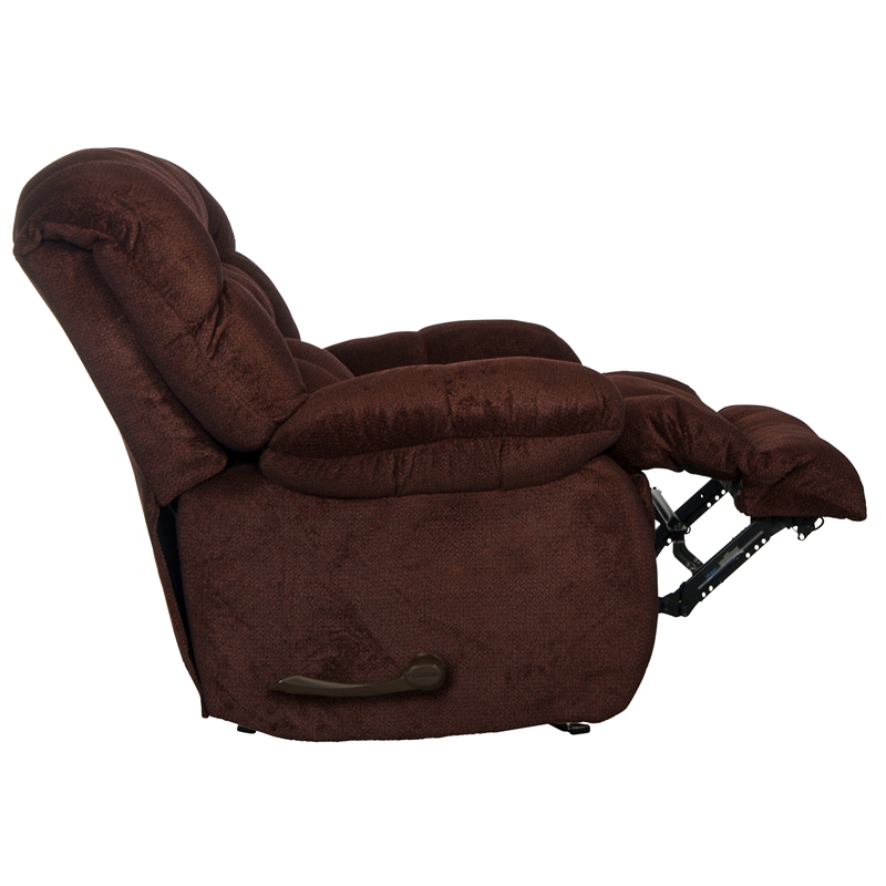 Bowery Hill Chaise Rocker Recliner in Cranberry Red Polyester Fabric