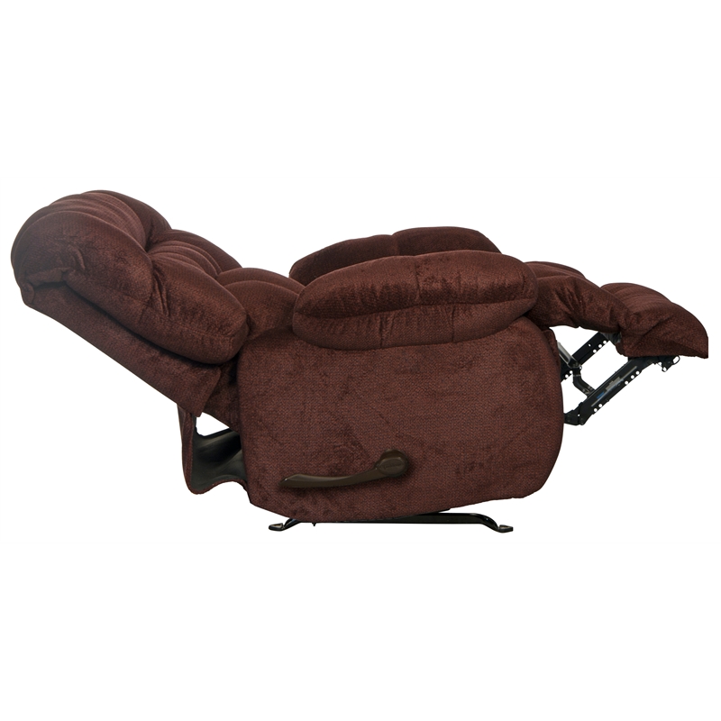 Bowery Hill Chaise Rocker Recliner in Cranberry Red Polyester Fabric