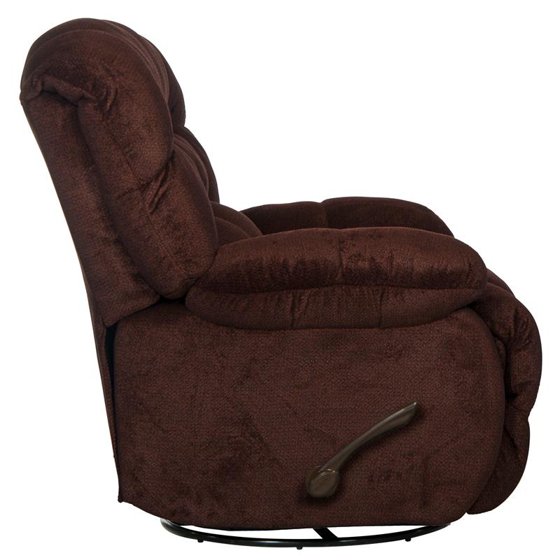 Bowery Hill Chaise Swivel Glider Recliner in Cranberry Red Polyester Fabric