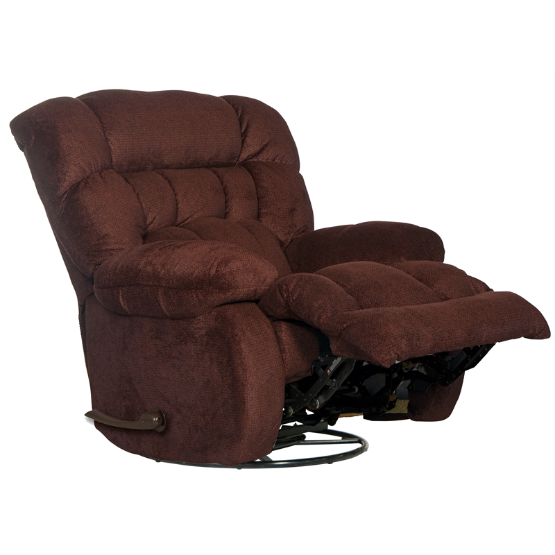 Bowery Hill Chaise Swivel Glider Recliner in Cranberry Red Polyester Fabric