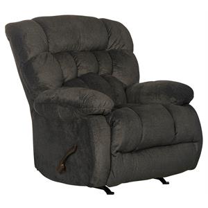 Bowery Hill Traditional Chaise Rocker Recliner in Gray Polyester Fabric