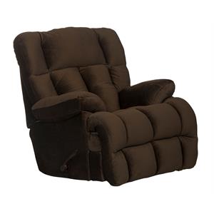 Bowery Hill Chaise Rocker Recliner in Chocolate Brown Polyester Fabric