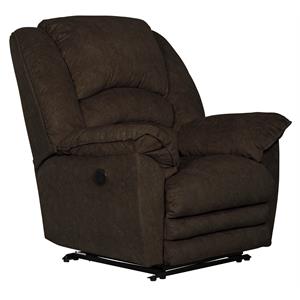 Bowery Hill Power Lay Flat Recliner in Chocolate Brown Polyester Fabric