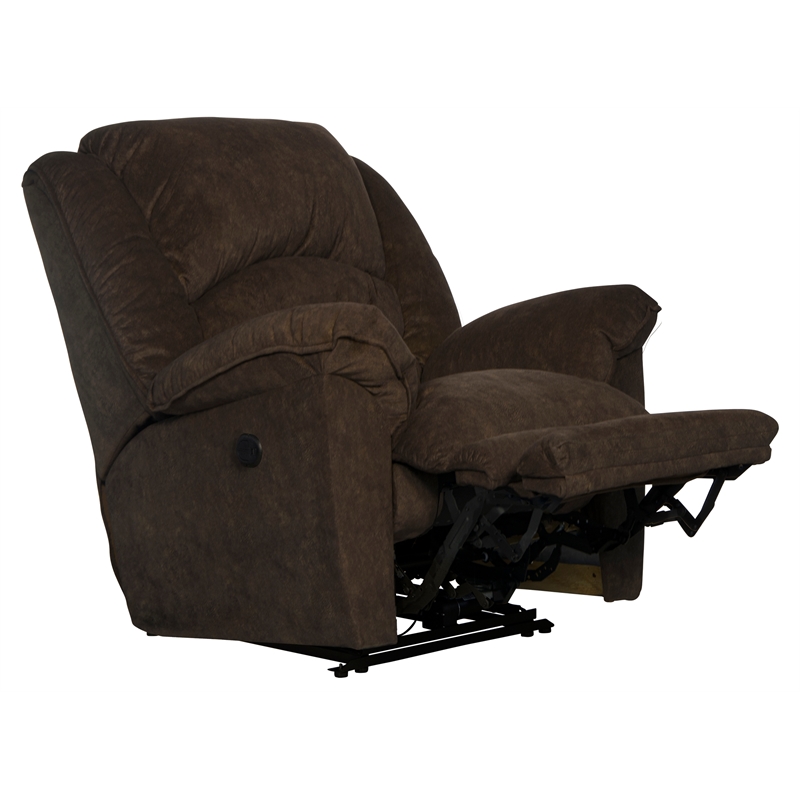 Bowery Hill Power Lay Flat Recliner in Chocolate Brown Polyester Fabric