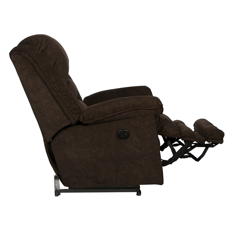 Bowery Hill Power Lay Flat Recliner in Chocolate Brown Polyester Fabric