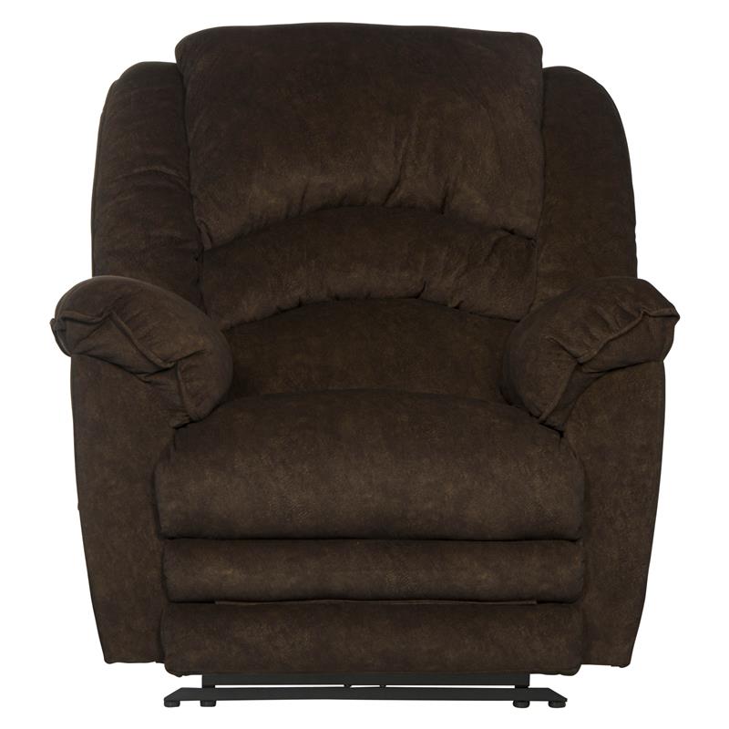 Bowery Hill Power Lay Flat Recliner in Chocolate Brown Polyester Fabric