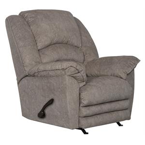 Bowery Hill Traditional Chaise Rocker Recliner in Gray Polyester Fabric