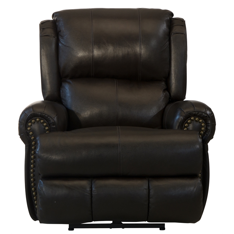 Bowery Hill Deluxe Power Lay Flat Recliner in Brown Top Grain Italian Leather