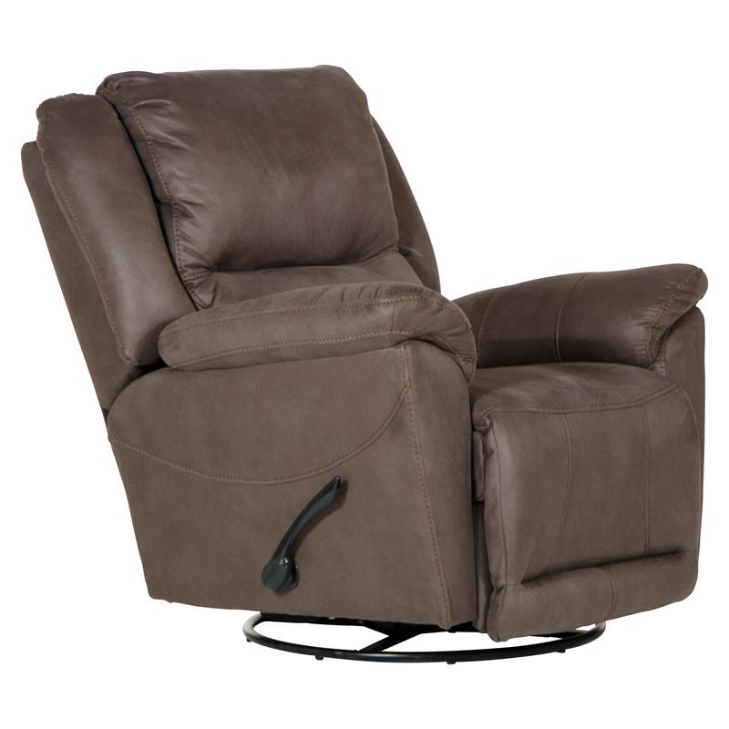 Bowery Hill Chaise Swivel Glider Recliner in Gray Polyester Fabric