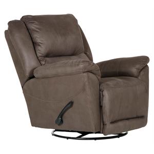 Bowery Hill Chaise Swivel Glider Recliner in Gray Polyester Fabric