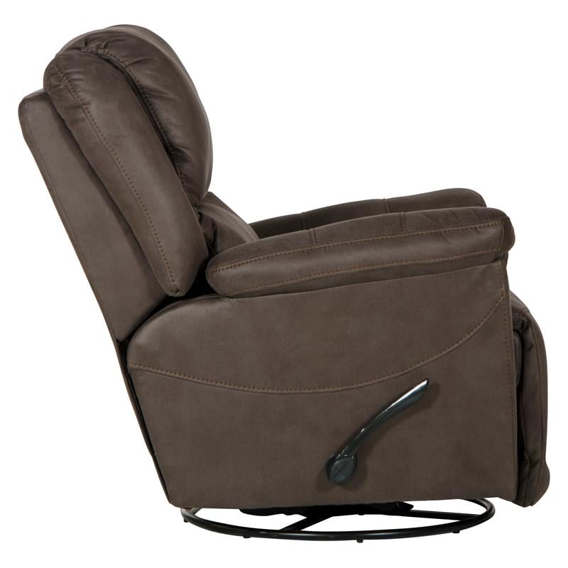 Bowery Hill Chaise Swivel Glider Recliner in Gray Polyester Fabric