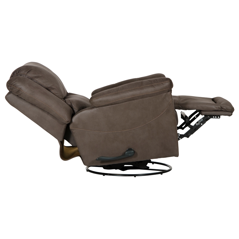 Bowery Hill Chaise Swivel Glider Recliner in Gray Polyester Fabric