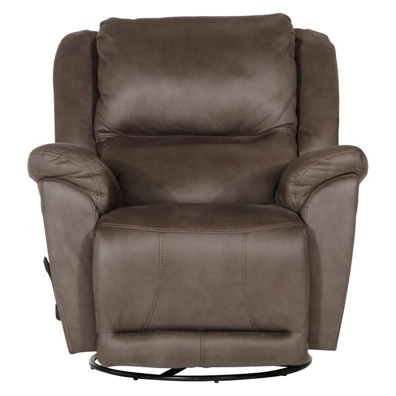 Bowery Hill Chaise Swivel Glider Recliner in Gray Polyester Fabric
