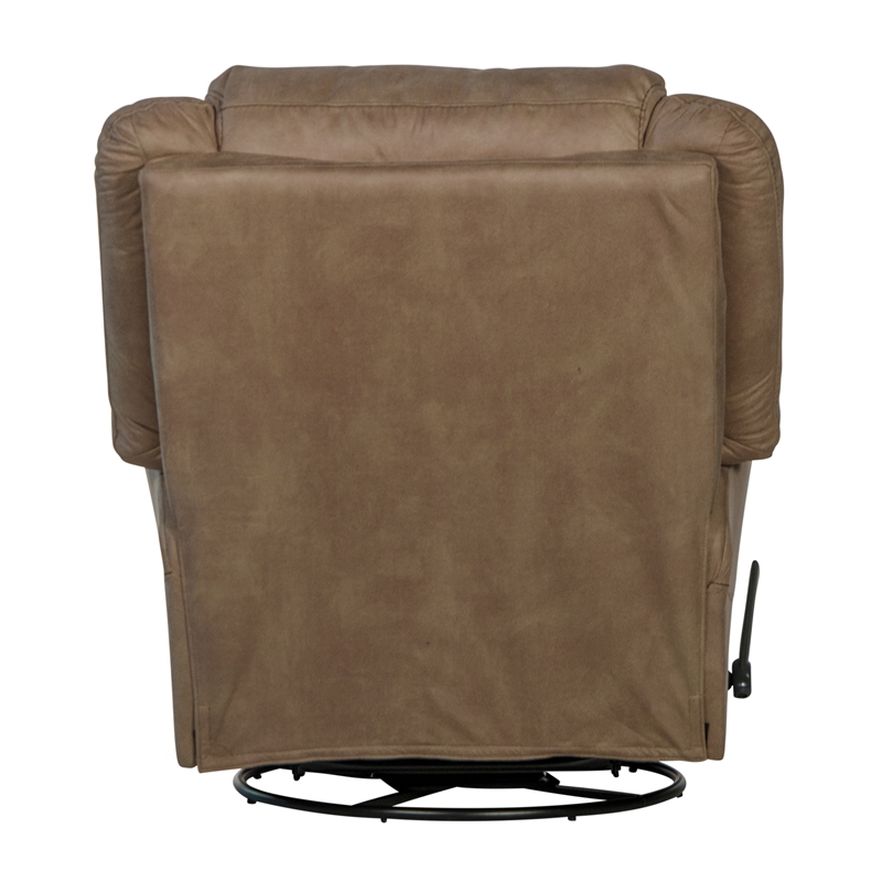 Bowery Hill Chaise Swivel Glider Recliner in Brown Polyester Fabric