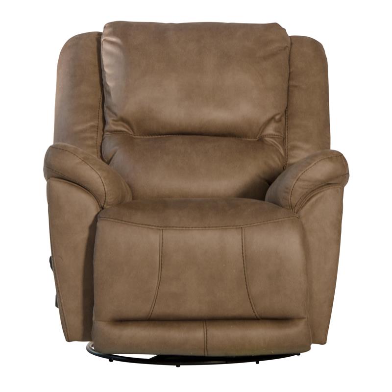 Bowery Hill Chaise Swivel Glider Recliner in Brown Polyester Fabric