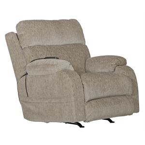 Bowery Hill Power Rocker Recliner with Heat & Massage in Beige Polyester Fabric