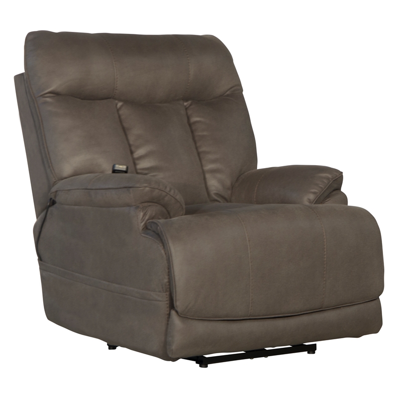 Bowery Hill Power Lay Flat Rec with Heat & Massage in Gray Polyester Fabric