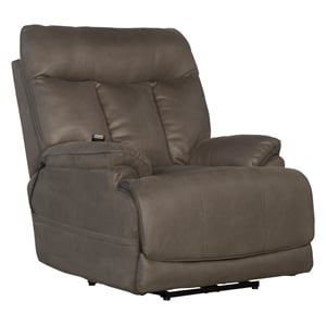 Bowery Hill Power Lay Flat Rec with Heat & Massage in Gray Polyester Fabric