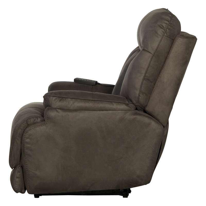 Bowery Hill Power Lay Flat Rec with Heat & Massage in Gray Polyester Fabric